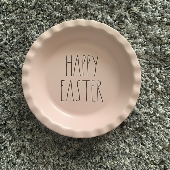 SOLD Rae Dunn Pink LL Happy Easter Pie Plate Dish - Picture 1 of 1